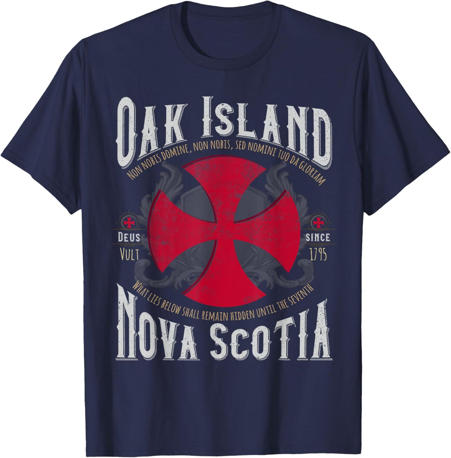Templar Cross Oak Island Nova Scotia T-Shirt - T-Shirt | Navy
