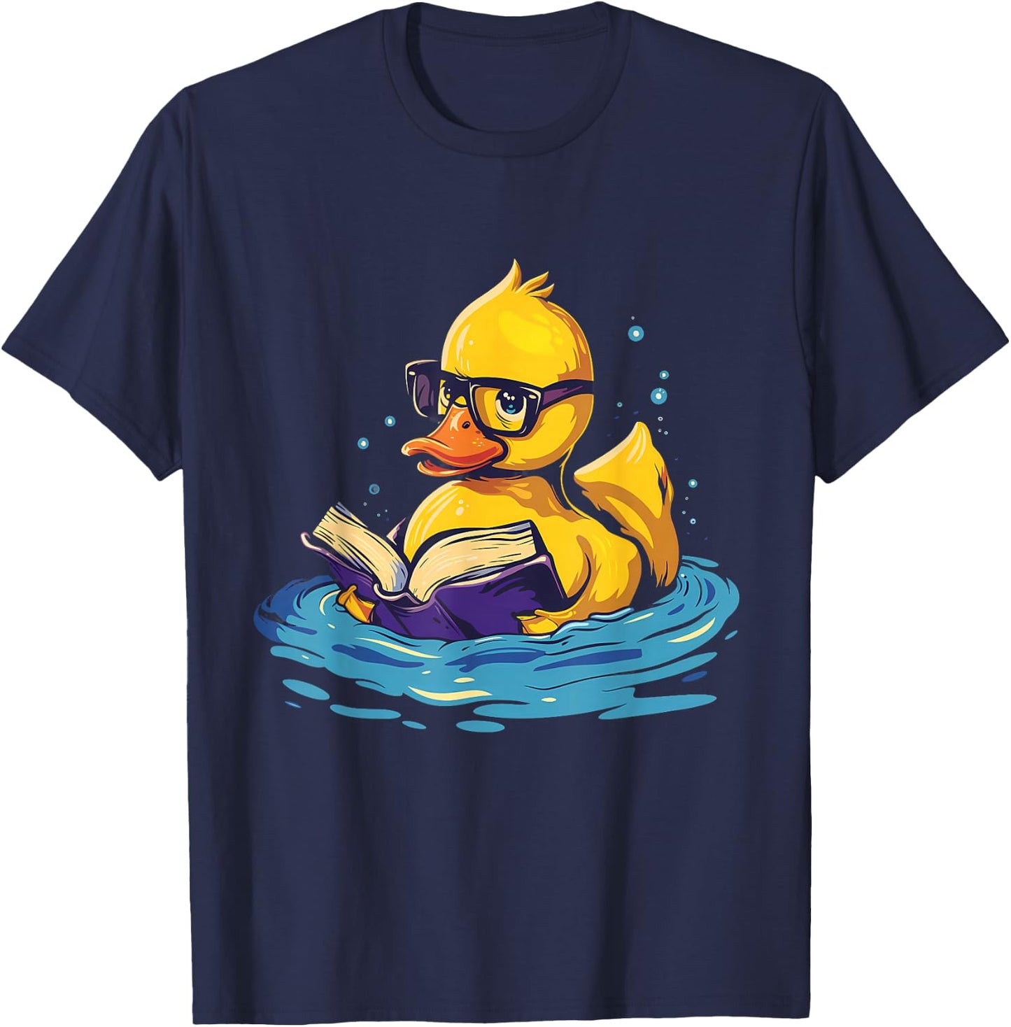 Rubber Duck Reading Book Swim Rubber Duckling Rubber Duckie T-Shirt - T-Shirt | Navy