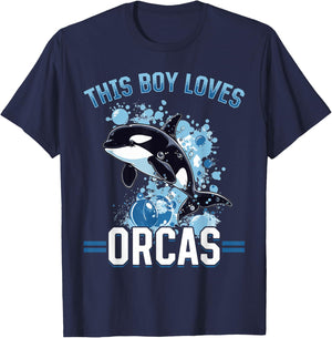 Funny Orca Animal This Boy Loves Orcas T-Shirt - T-Shirt | Navy