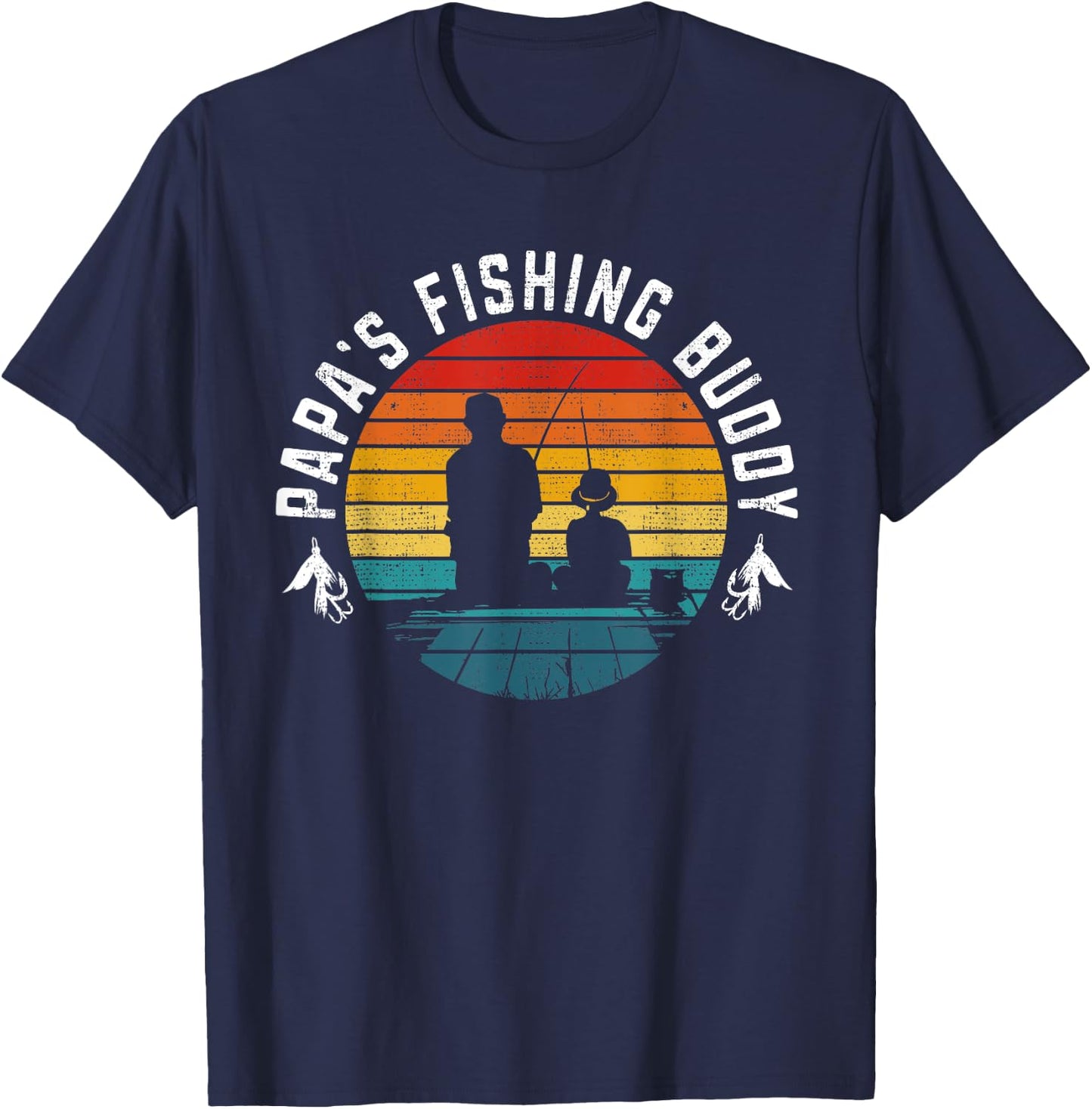 Funny Retro "Papa's Fishing Buddy" - Fishing T-Shirt - T-Shirt | Navy