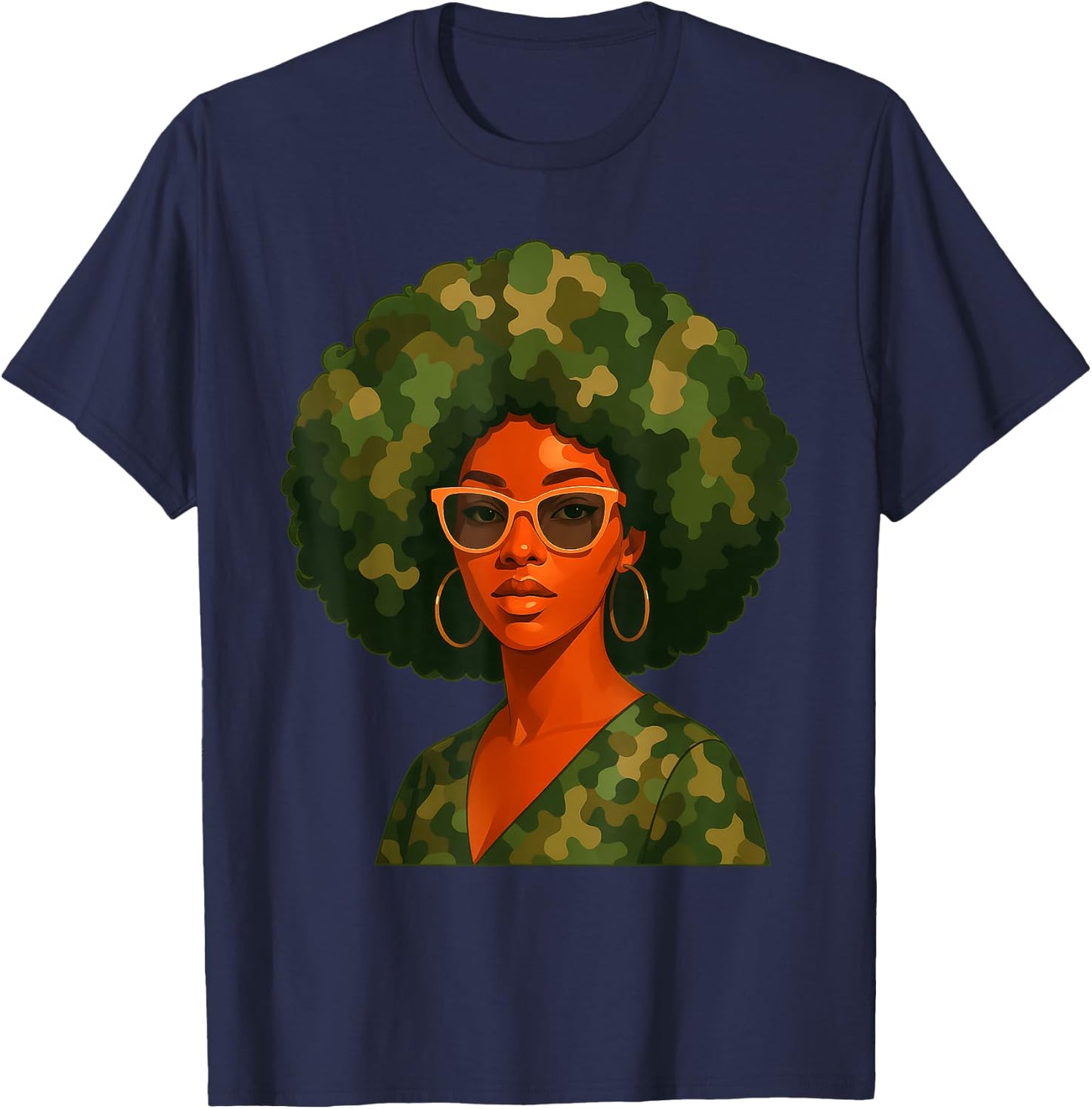 Black Woman Camo Camouflage Juneteenth Black Queen Women T-Shirt - T-Shirt | Navy
