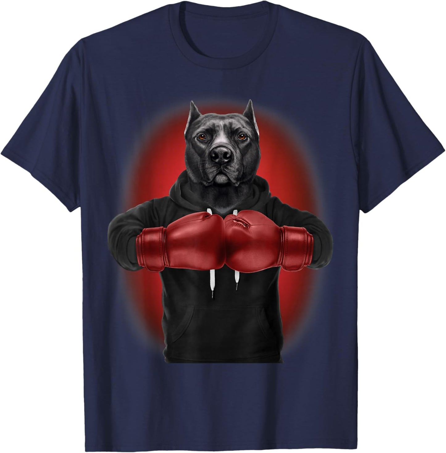 Boxing Black Pit Bull Dog, Martial Arts Warrior T-Shirt - T-Shirt | Navy