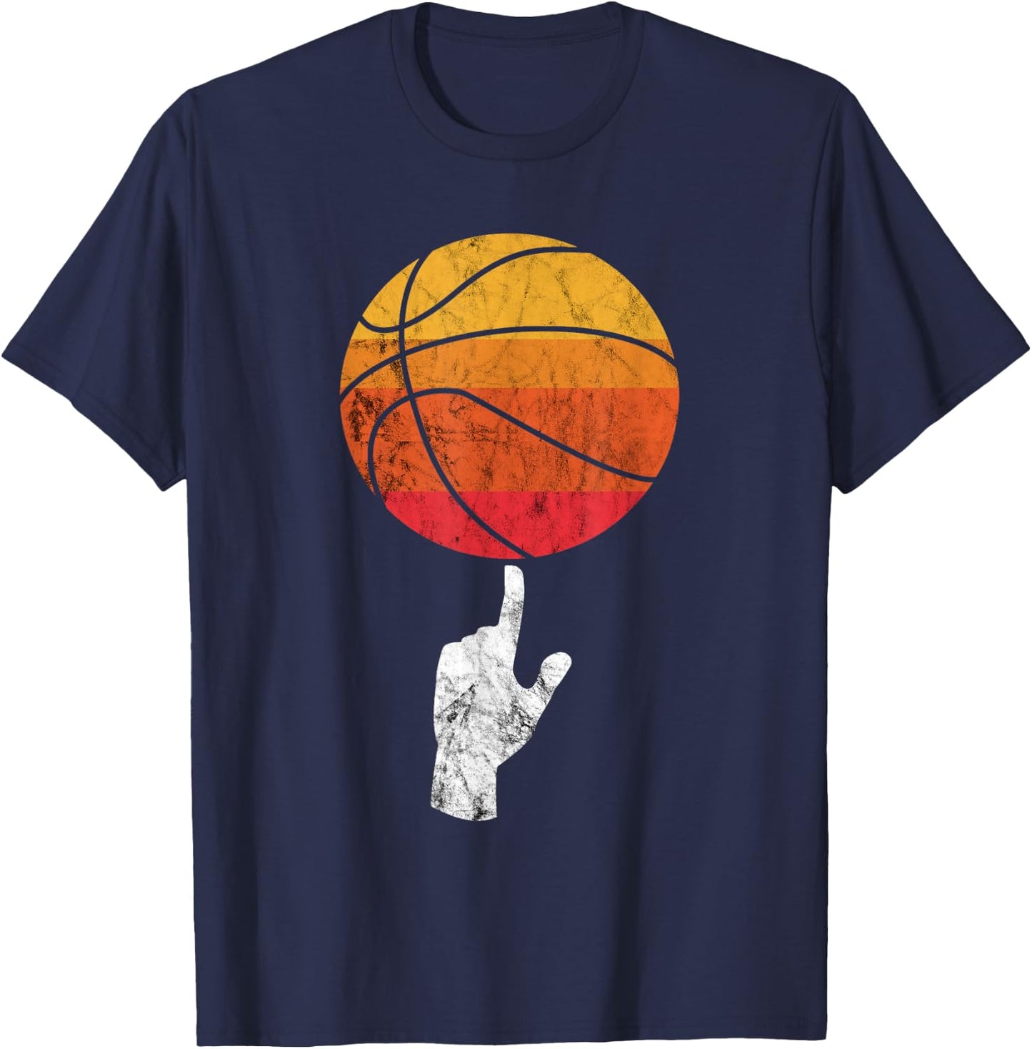 Basketball Playing Basketball Sports Vintage Retro Sunset T-Shirt - T-Shirt | Navy
