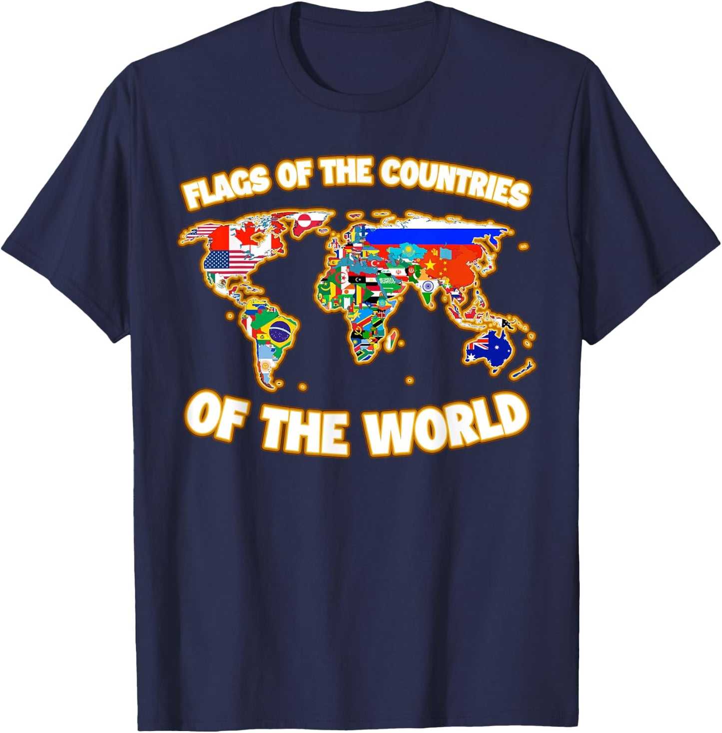 Flags Of The Countries Of The World Map International T-Shirt - T-Shirt | Navy
