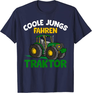 Shirts of Heaven Coole Jungs fahren Traktor, Trecker, Landwirtschaft Sprüche T-Shirt - T-Shirt | Navy