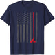 American Flag Ice Hockey Stick Puck Player Jersey Skate Gift T-Shirt - T-Shirt | Navy