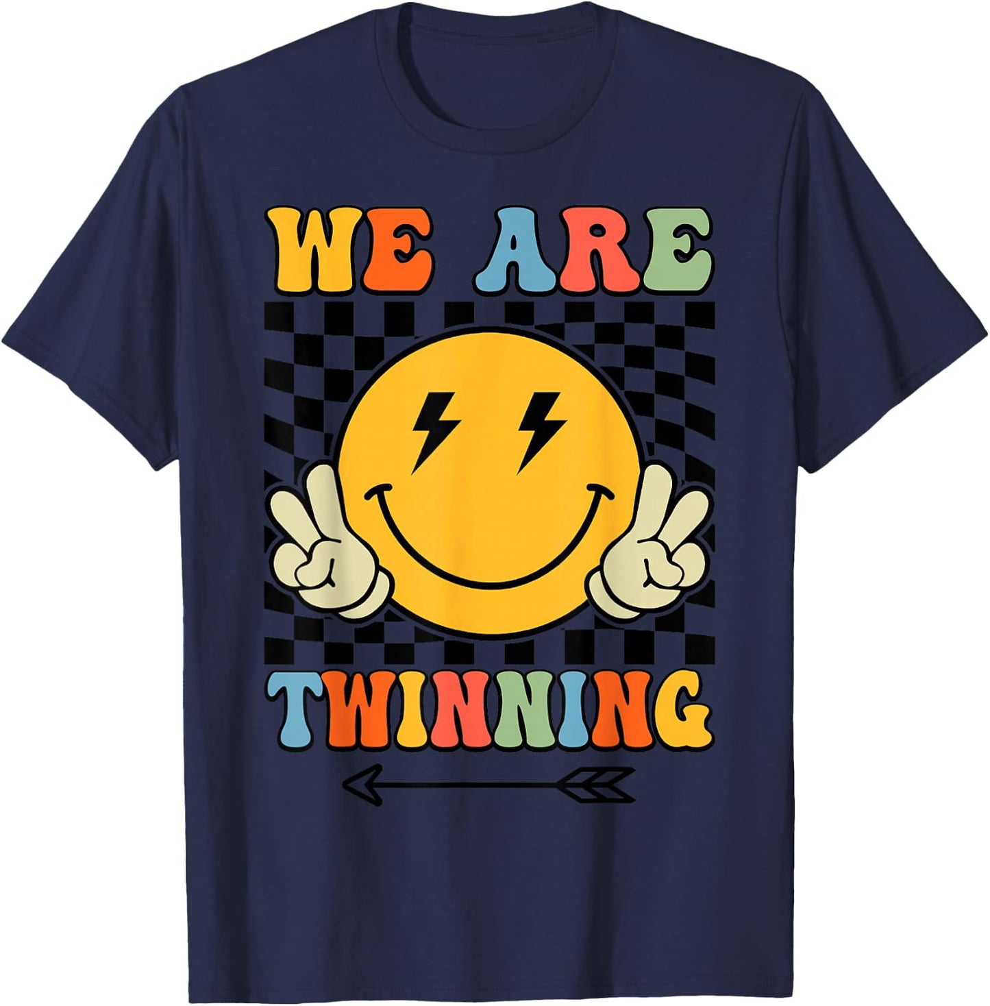 We're Twinning with My Bestie Retro Twin Day Spirit Week T-Shirt - T-Shirt | Navy