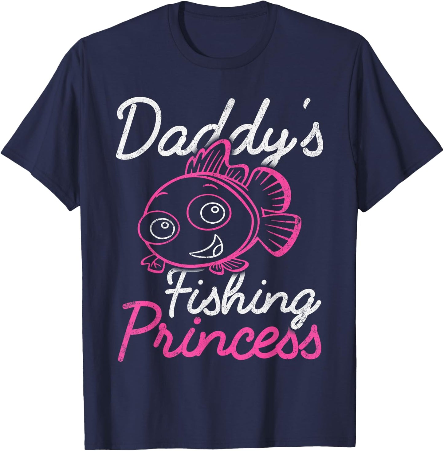 Daddy's Fishing Princess Girls And Fisherman Dad Fathers Day T-Shirt - T-Shirt | Navy