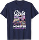 Girls Like Monster Trucks Too Birthday Women Monster Truck T-Shirt - T-Shirt | Navy