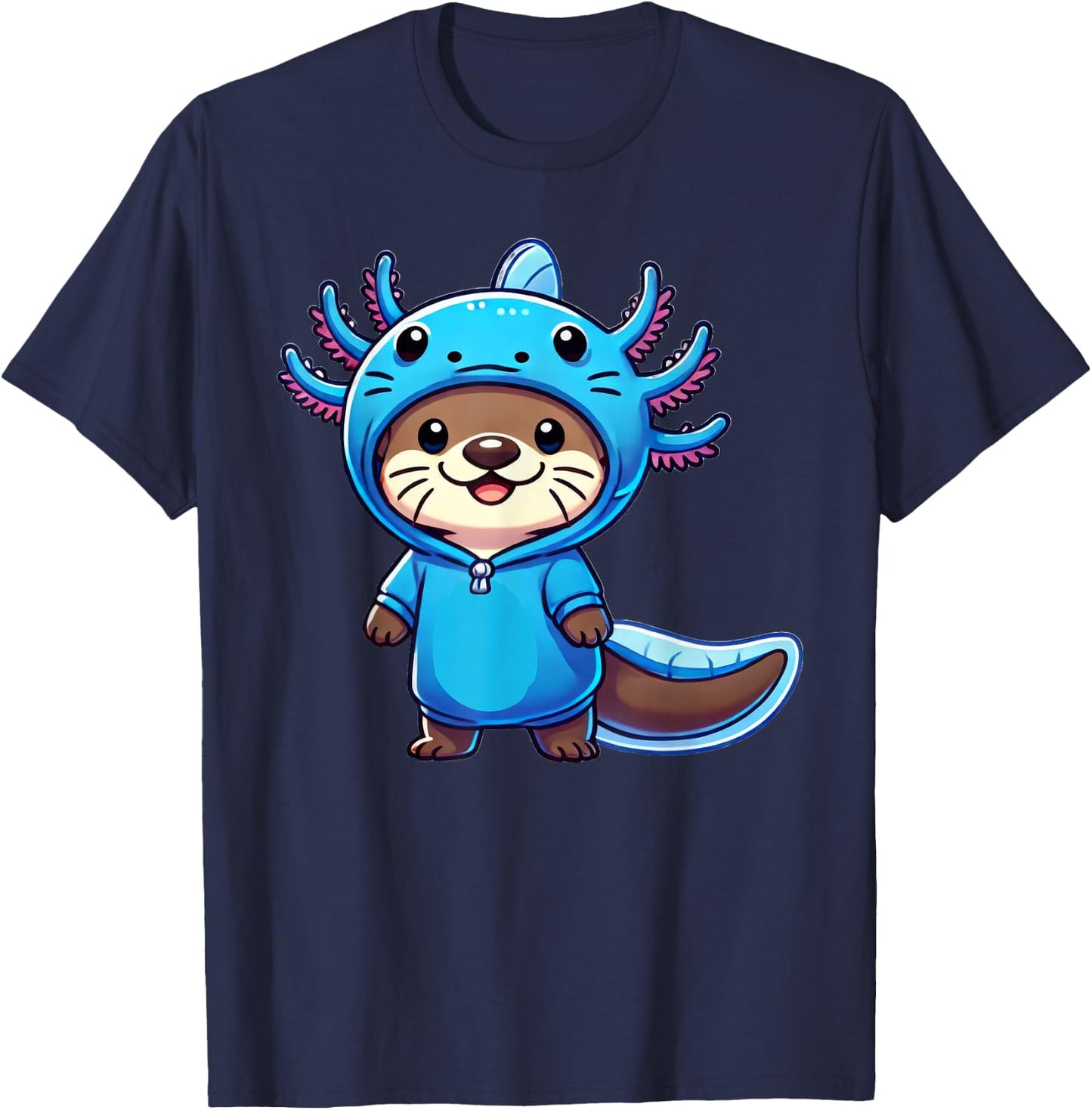 Kawaii Otter Axolotl Costume T-Shirt - T-Shirt | Navy