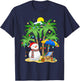 Christmas in July Snowman on Palm Tree Tropical Beach T-Shirt - T-Shirt | Navy