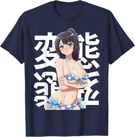 Anime Shy Kawaii Lewd Waifu Otaku Japonais Summer Soumis T-Shirt - T-Shirt | Navy