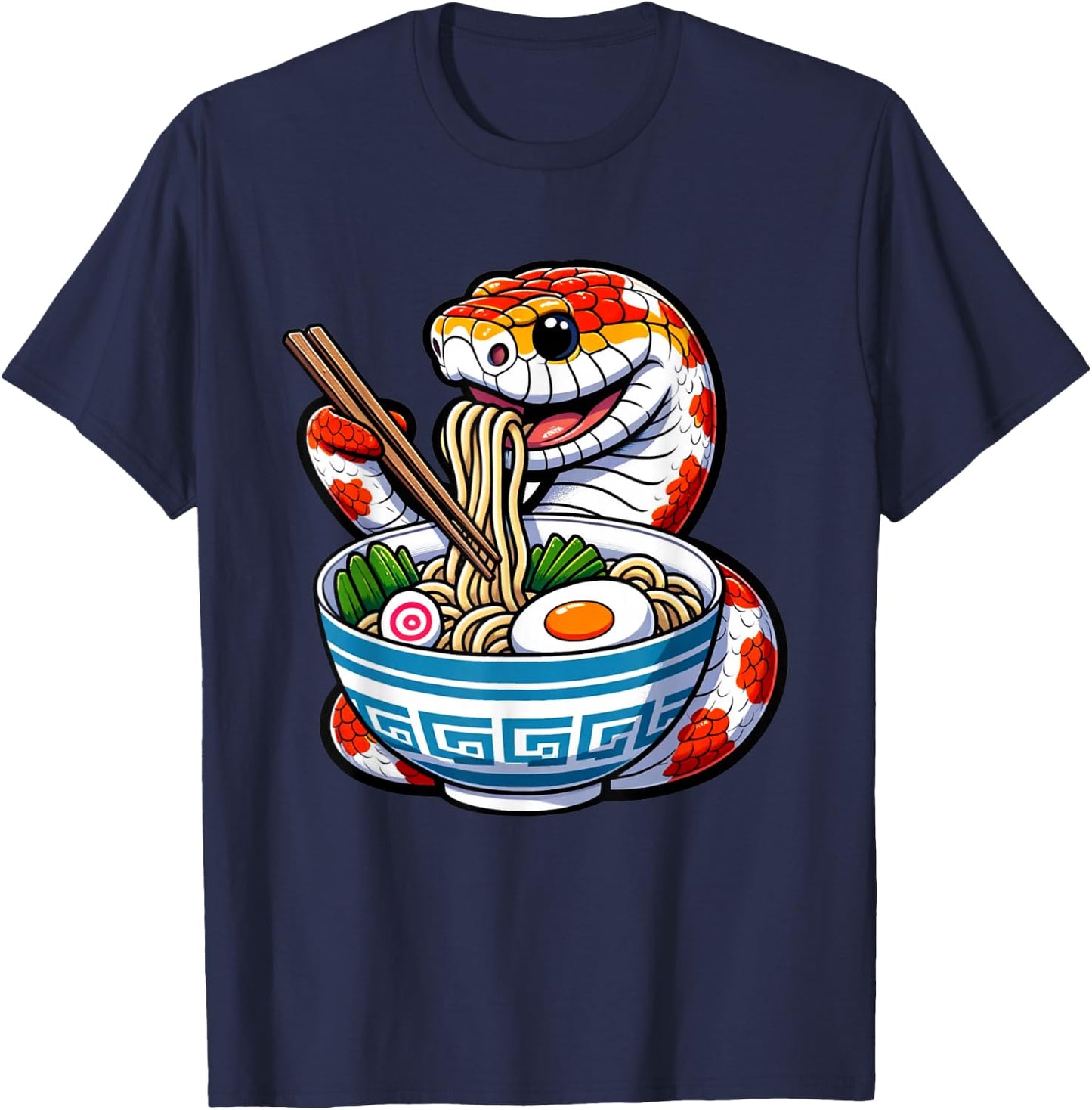Corn Snake Kawaii, Cute Ramen Corn Snake, Funny Reptile Love T-Shirt - T-Shirt | Navy