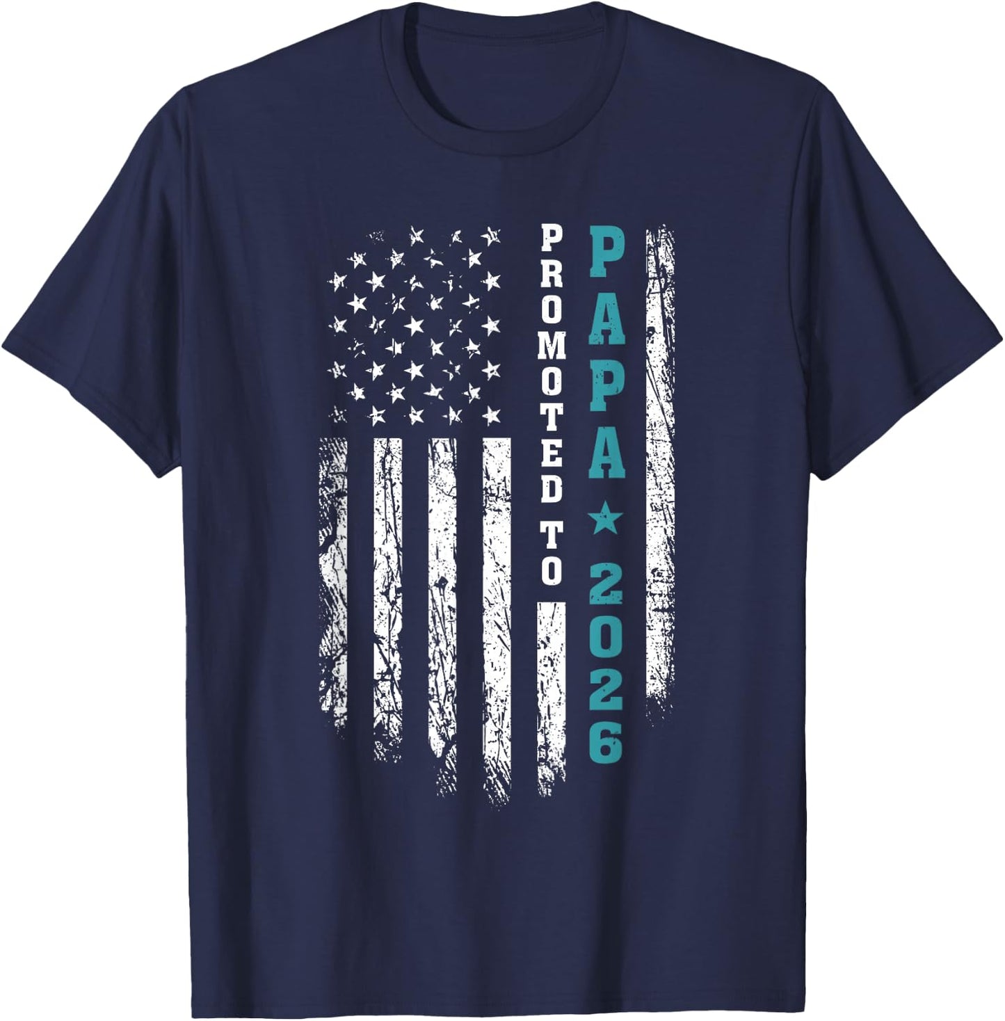Promoted to Papa Est 2026 First Time Papa T-Shirt - T-Shirt | Navy