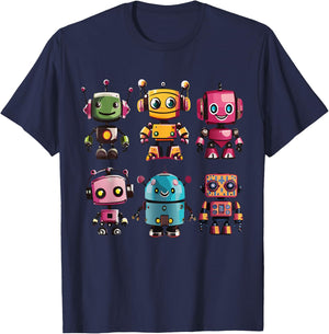 Robots, Space Tech and Robotics - Kinder - - Kurzarm - - Robotik für Kinder - Schwarz - S T-Shirt - T-Shirt | Navy