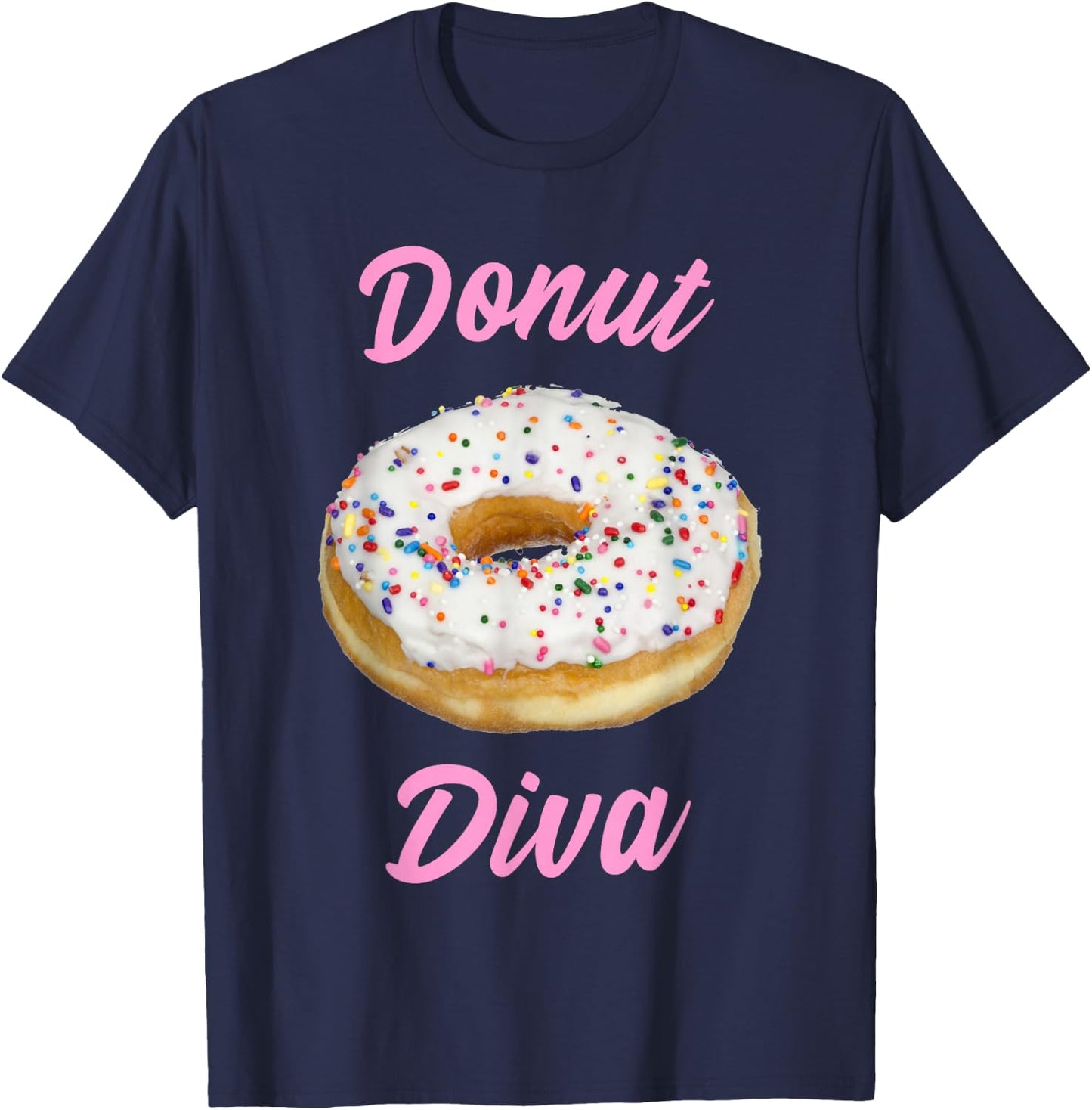 Donut Diva Sprinkle Design Pink Lettering T-Shirt - T-Shirt | Navy