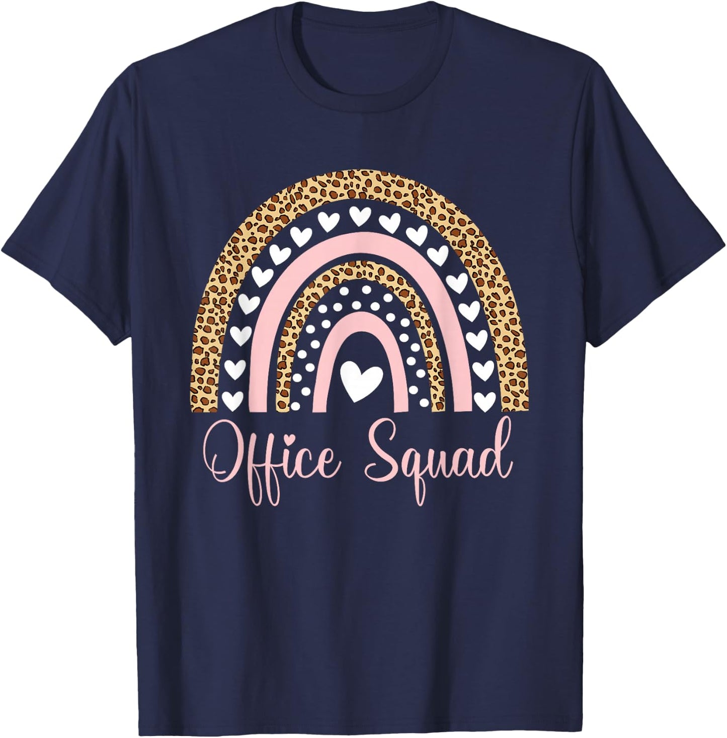 Office Squad Rainbow Leopard School Secretary Administrative T-Shirt - T-Shirt | Navy