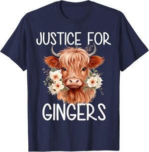 Justice For Gingers Highland Cow Flower Ginger Redhead T-Shirt - T-Shirt | Navy
