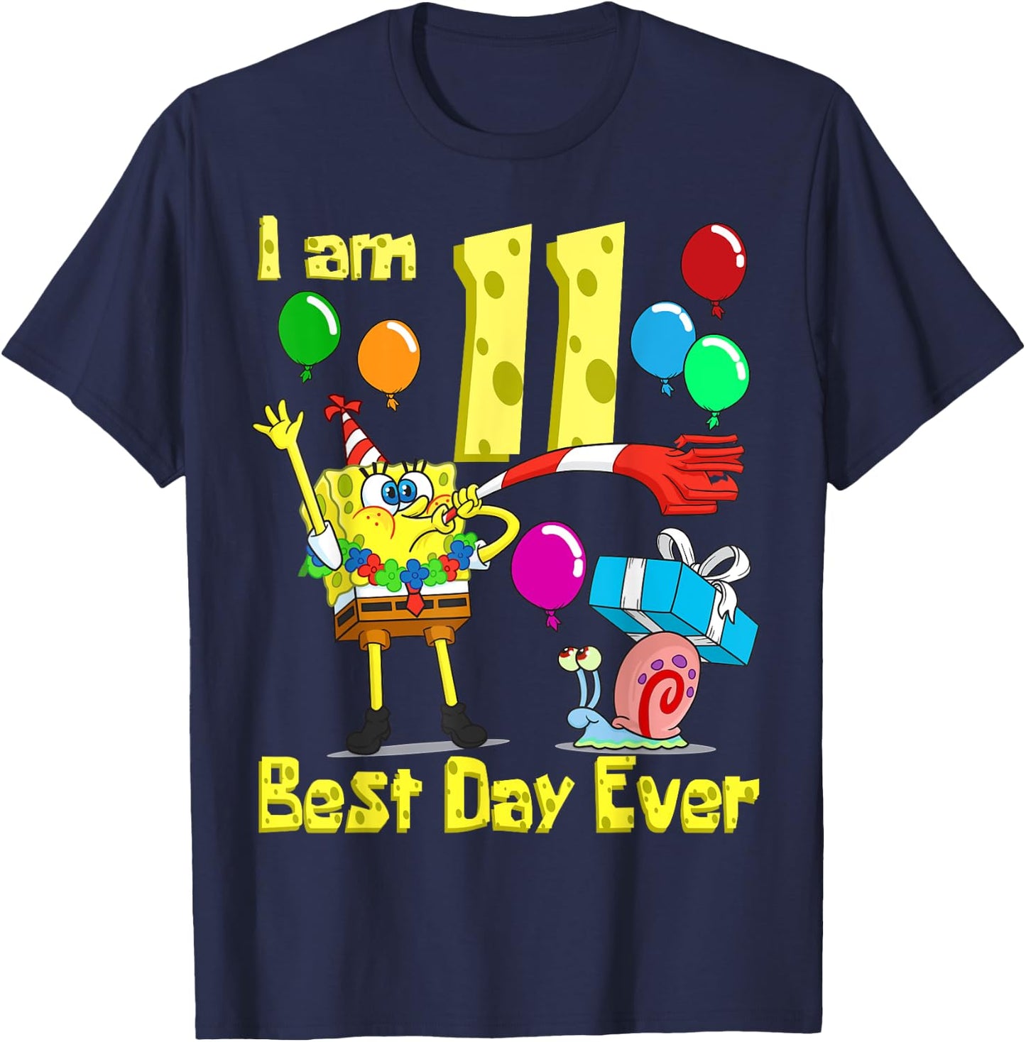 Mademark x SpongeBob SquarePants - SpongeBob I am 11 Years Old Birthday Party T-Shirt - T-Shirt | Navy
