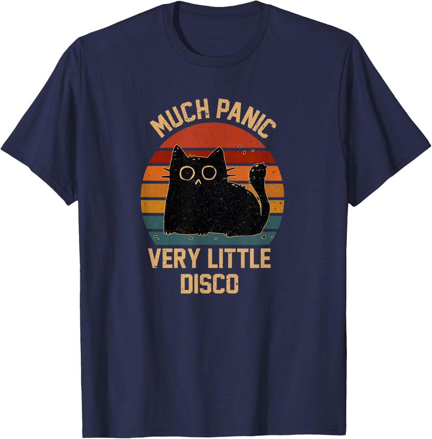 Much Panic Very Little Disco Funny Cat Japanese T-Shirt - T-Shirt | Navy