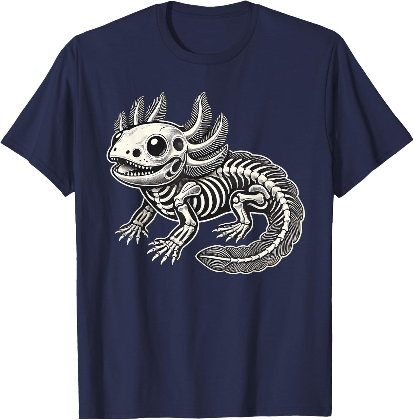 Axolotl Skeleton Halloween T-Shirt - T-Shirt | Navy