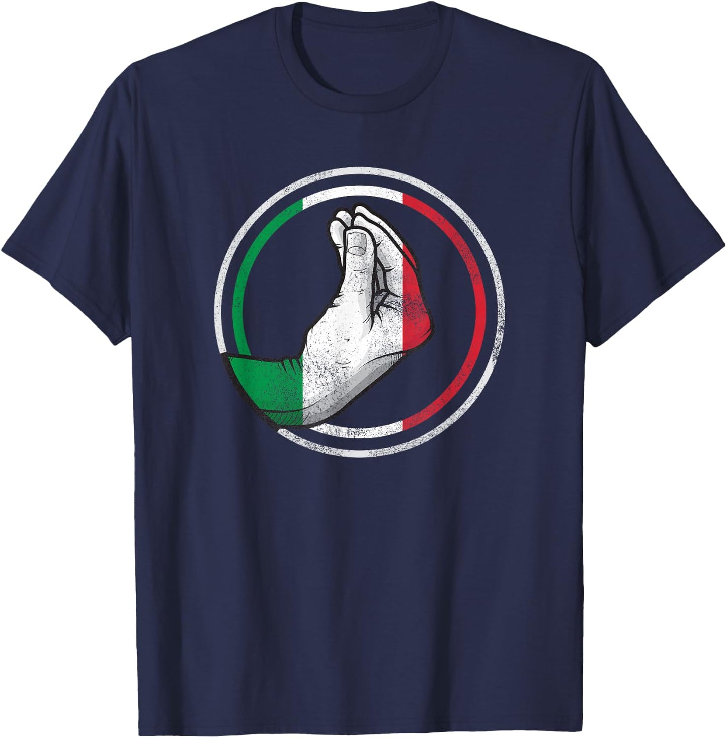 Funny Italy Hand Gesture Italian Flag T-Shirt - T-Shirt | Navy
