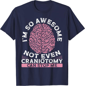 Post Brain Surgery Craniotomy Warrior Craniotomy Surgery T-Shirt - T-Shirt | Navy