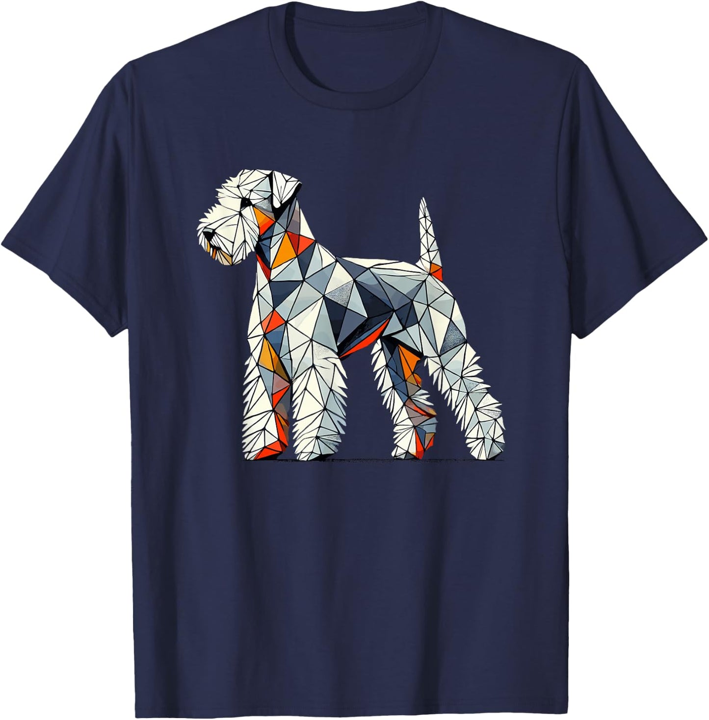 Geometric Art Bedlington Terrier Rothbury Terrier T-Shirt - T-Shirt | Navy