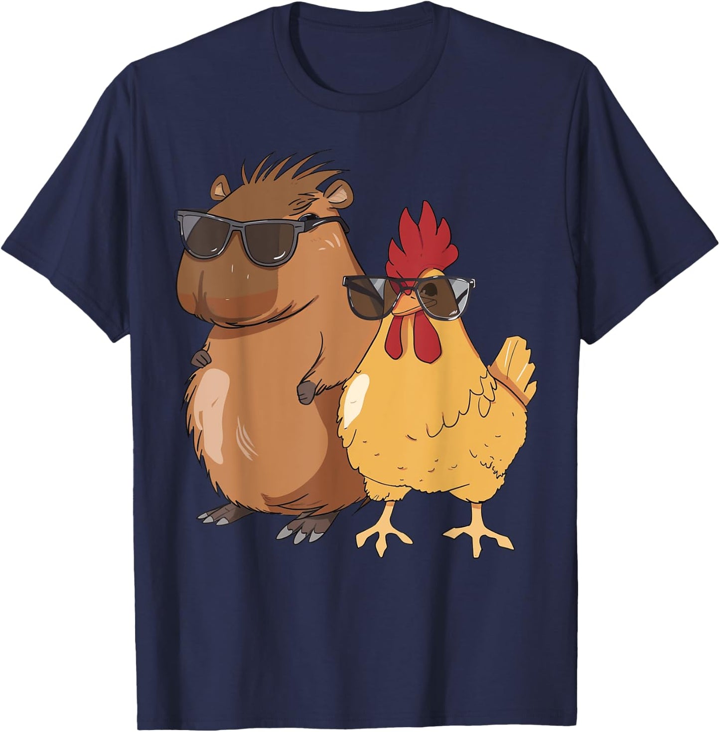 Capybara And Chicken With Love T-Shirt - T-Shirt | Navy