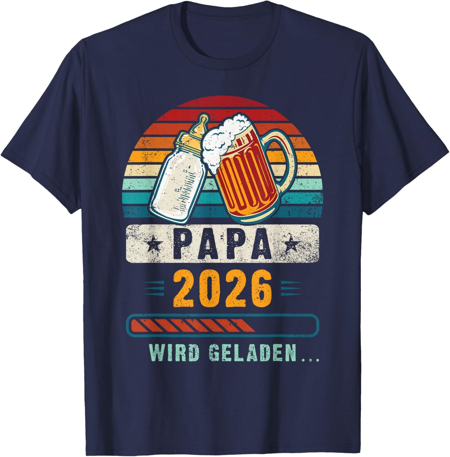 Papa 2026, Pregnancy Announcement , black, S T-Shirt - T-Shirt | Navy