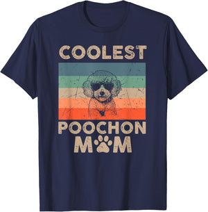 Coolest Dog Mom Mama Gifts Funny Poochon Dog Mom T-Shirt - T-Shirt | Navy