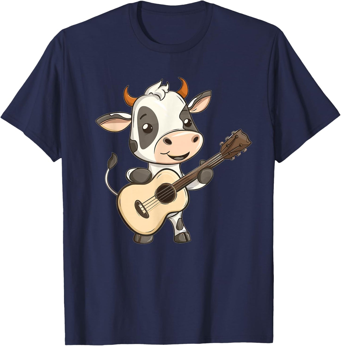 Cute Guitar Cow I Kids Cow T-Shirt - T-Shirt | Navy