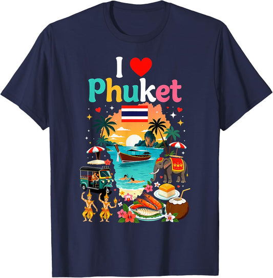 I Love Phuket Thailand Travel Souvenir Proud Thai T-Shirt - T-Shirt | Navy