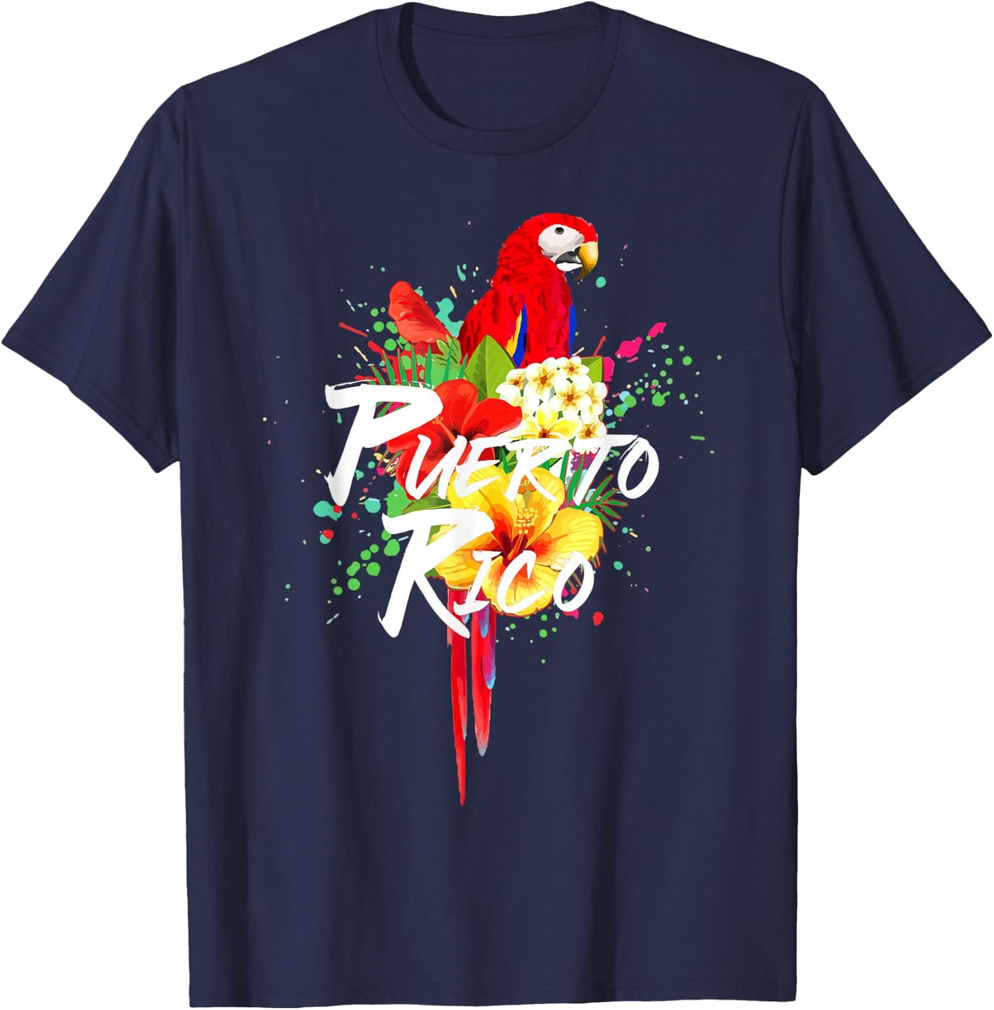 Puerto Rico Rican Parrot Colourful Boricua Souvenir Vintage T-Shirt - T-Shirt | Navy