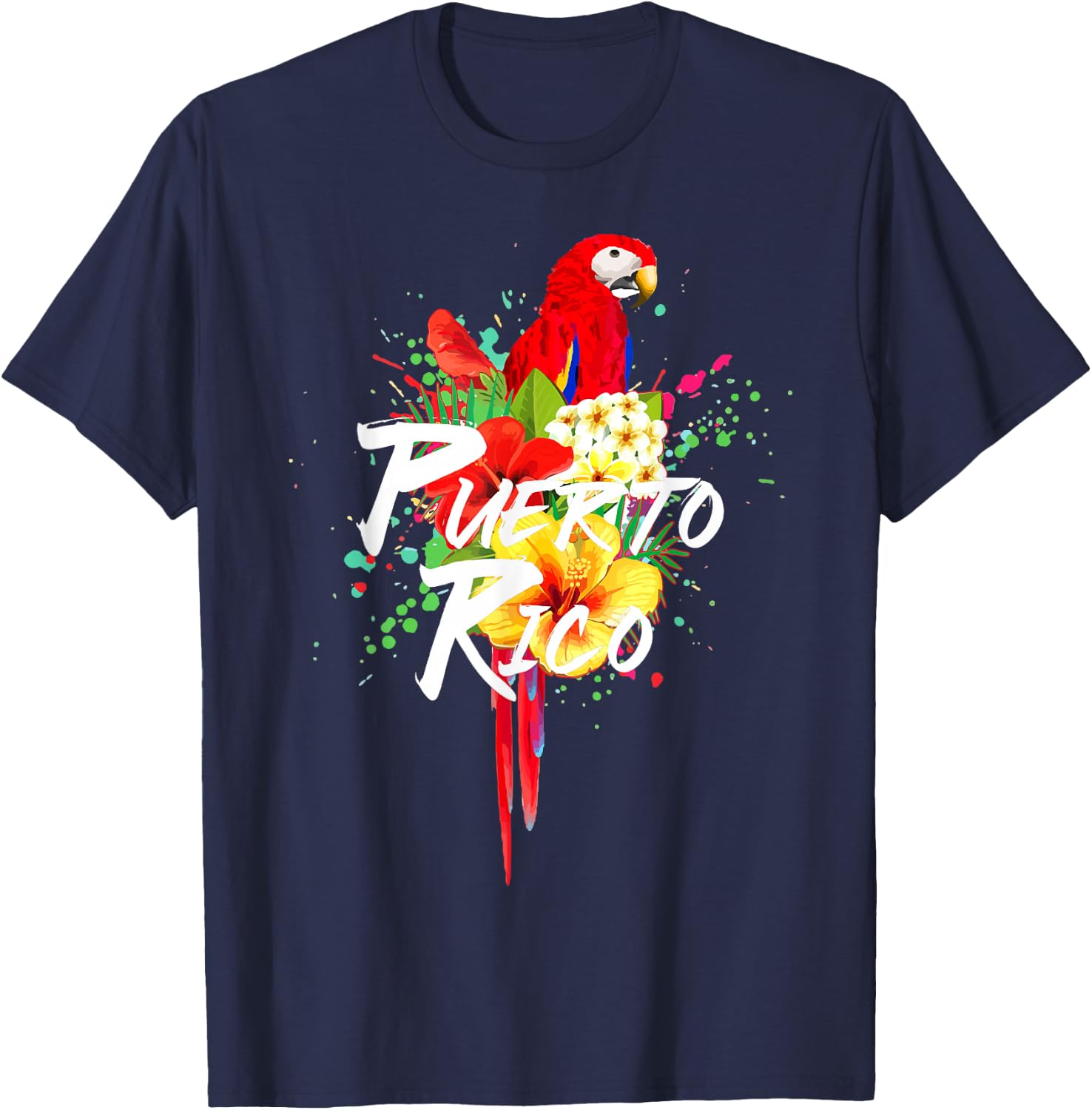 Puerto Rico Rican Parrot Colourful Boricua Souvenir Vintage T-Shirt - T-Shirt | Navy