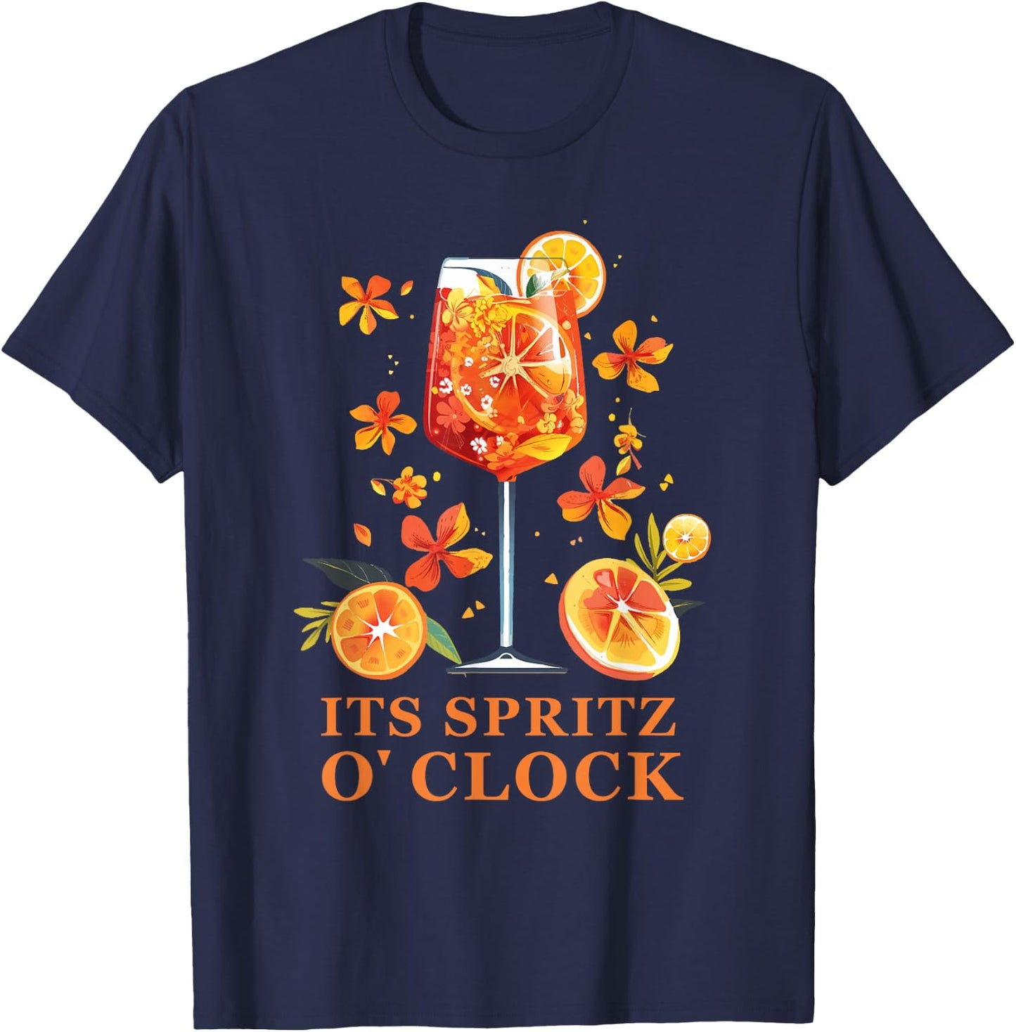 Its Spritz O Clock Aperrollin Outfit for Cocktail Sayings , black, S T-Shirt - T-Shirt | Navy