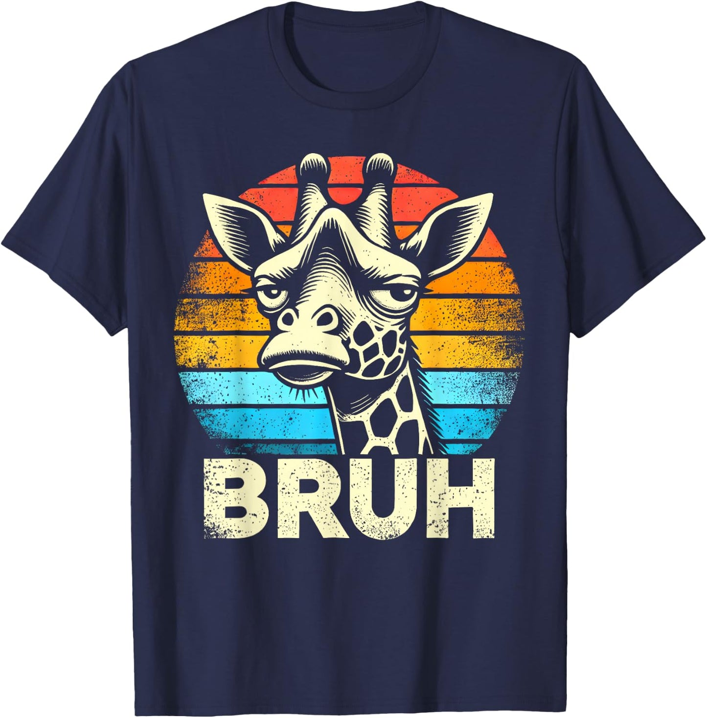 Funny Graphic Meme Giraffe Bruh for Boys Girls Men Women T-Shirt - T-Shirt | Navy