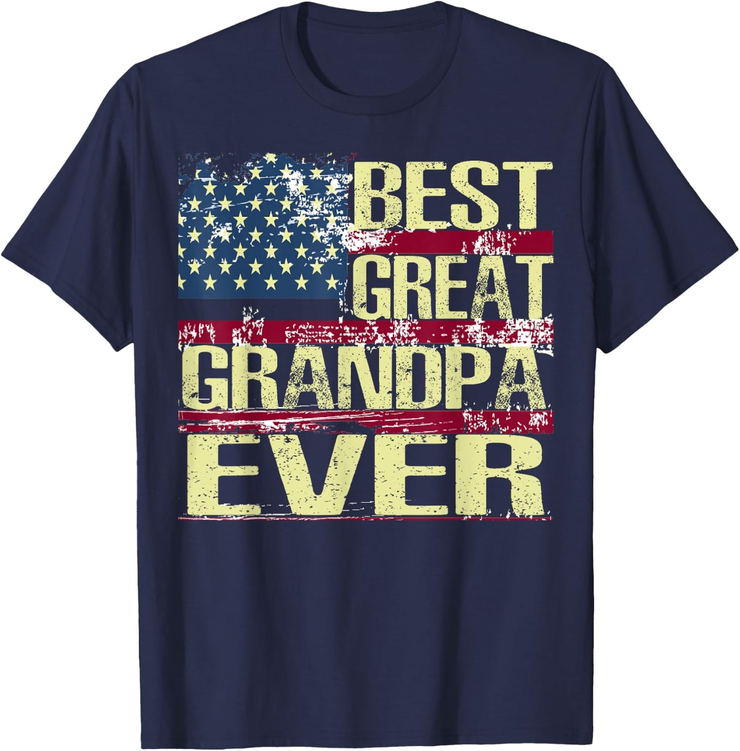 Best Great Grandpa Ever American Flag T-Shirt - T-Shirt | Navy