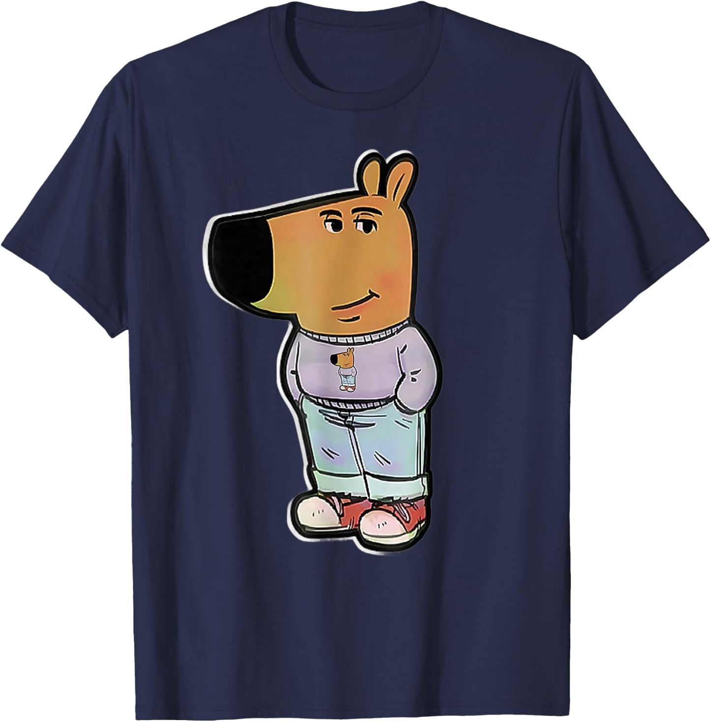 My new character DOUBLE Stylish chill guy meme T-Shirt - T-Shirt | Navy