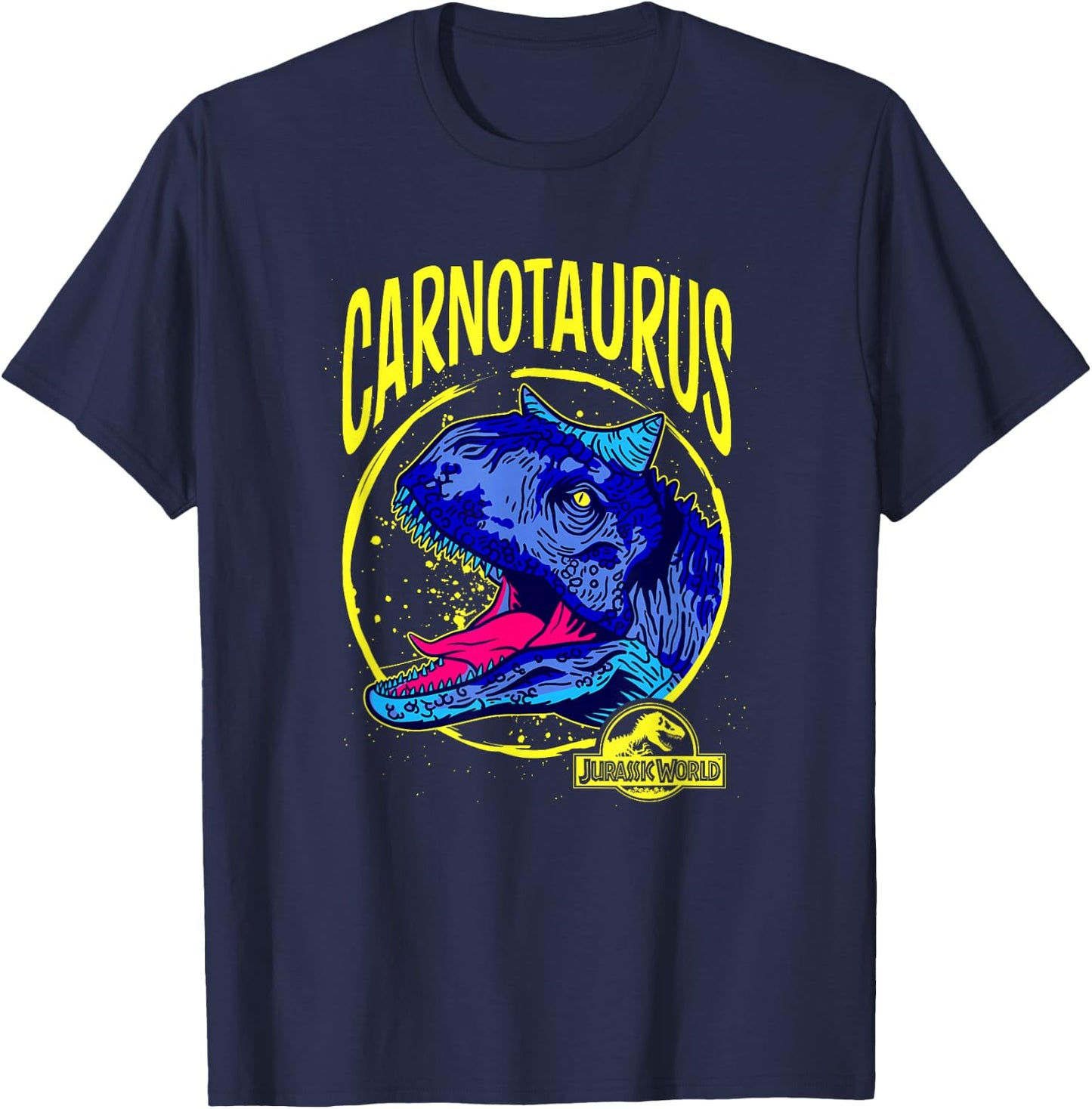 Jurassic World: Fallen Kingdom Carnotaurus Colour Retro Logo T-Shirt - T-Shirt | Navy