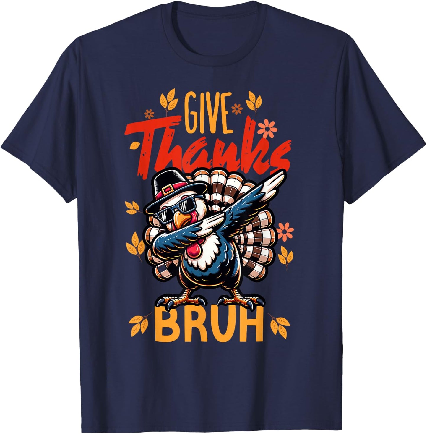 Boys Thanksgiving Bruh Give Thanks Bro T-Shirt - T-Shirt | Navy