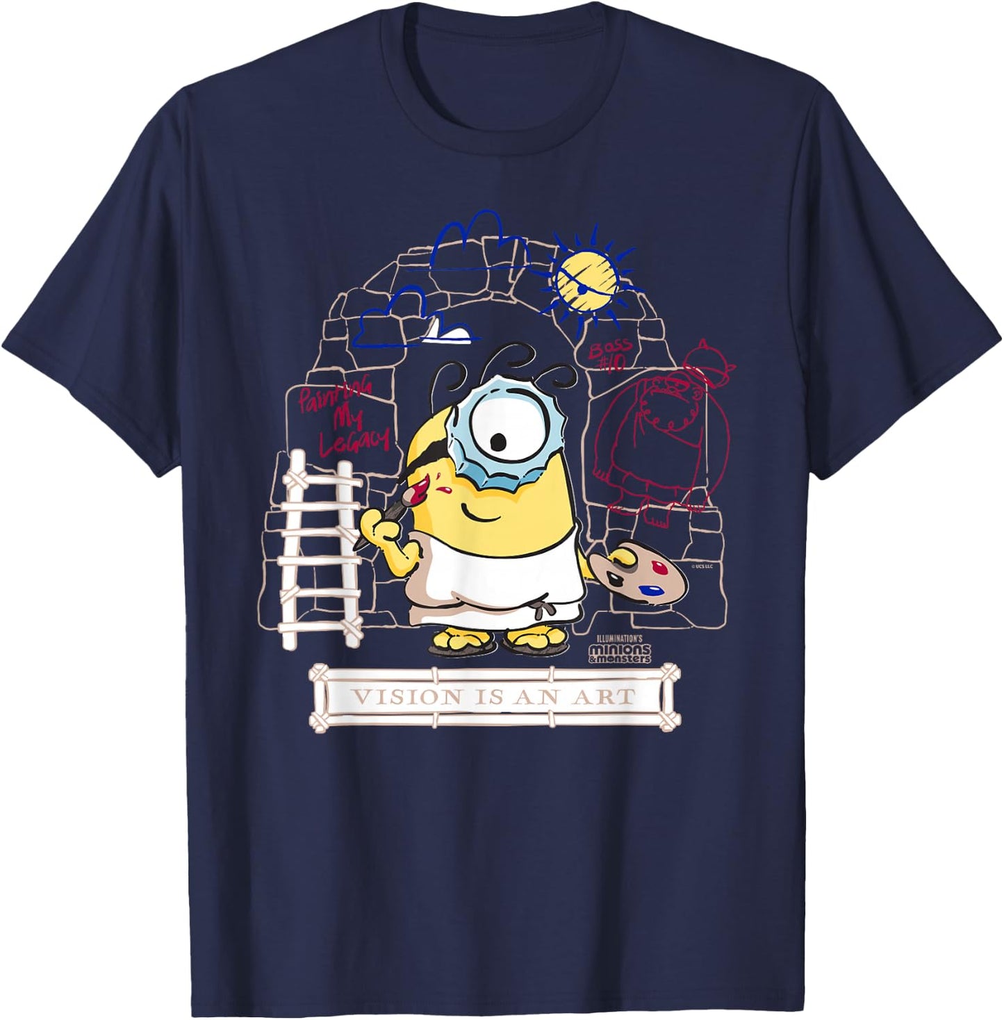 Minions & Monsters Vision is an Art T-Shirt - T-Shirt | Navy