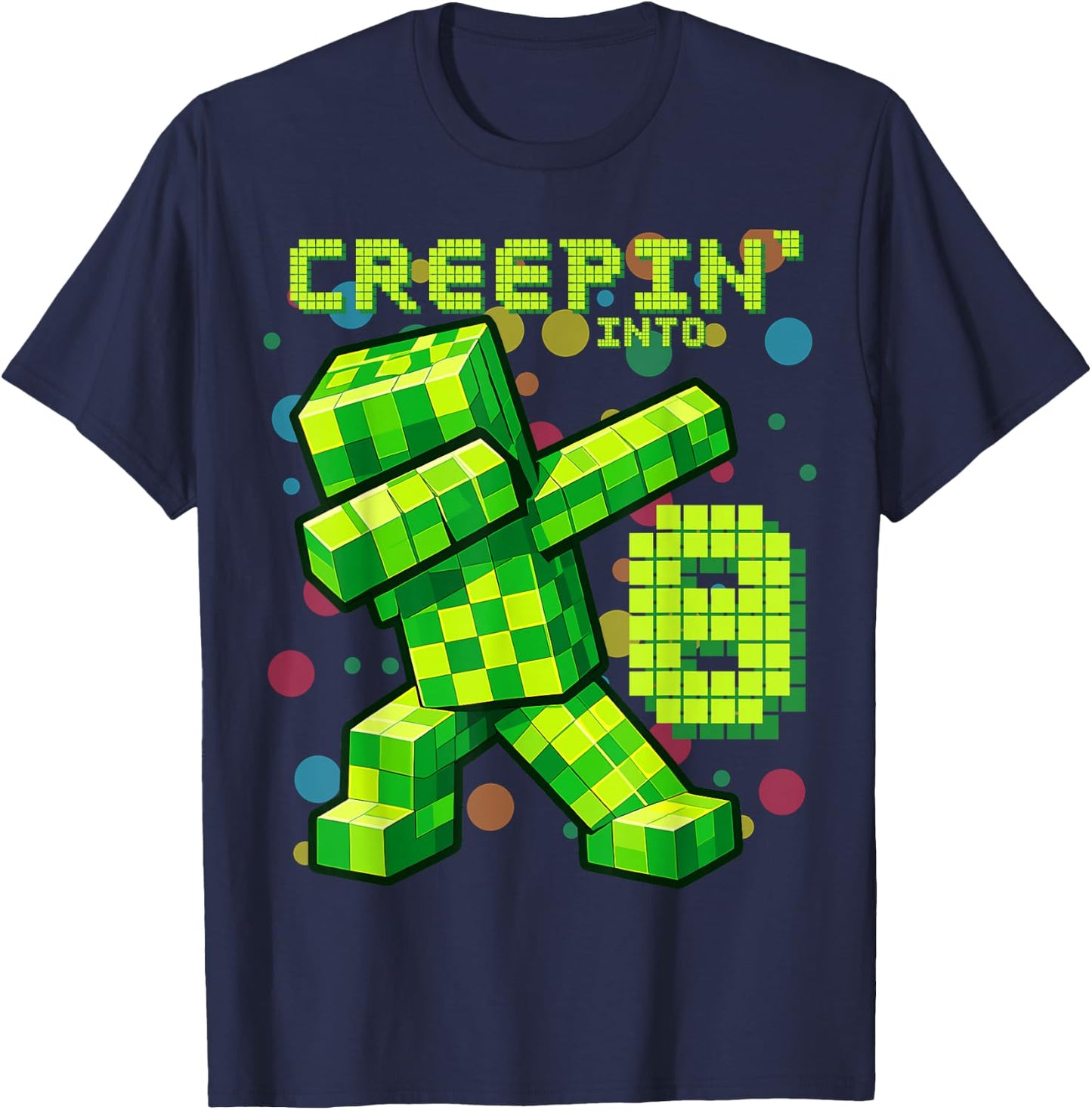 It's My 8th Birthday Boy Gamer Creepin' Into 8 Gamer Pixel T-Shirt - T-Shirt | Navy