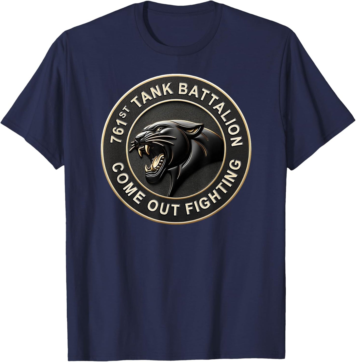 761st Tank Battalion Black Panthers WW2 Emblem Design Remix T-Shirt - T-Shirt | Navy