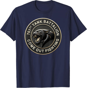761st Tank Battalion Black Panthers WW2 Emblem Design Remix T-Shirt - T-Shirt | Navy