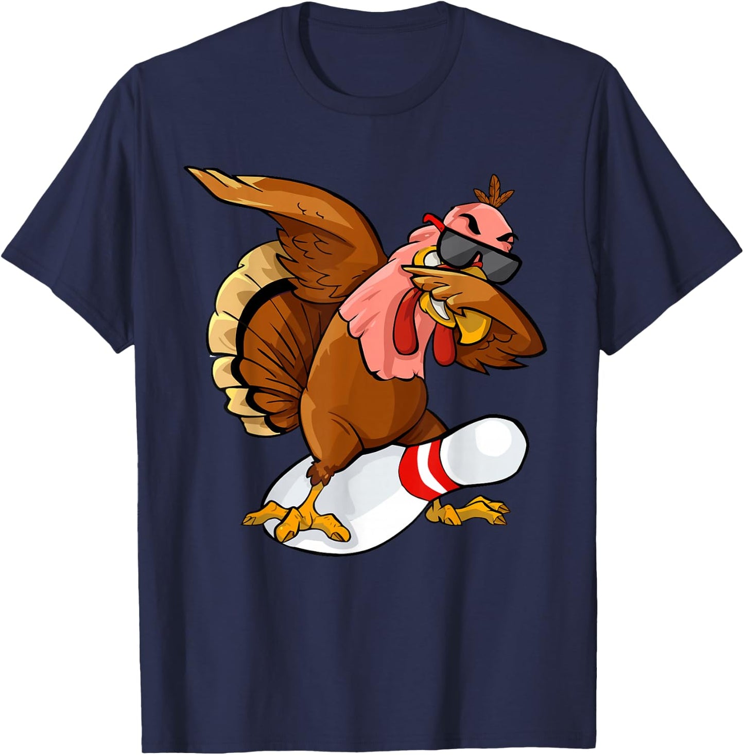 Thanksgiving Bowl Bowler Strike Pin Sport Turkey Bowling T-Shirt - T-Shirt | Navy