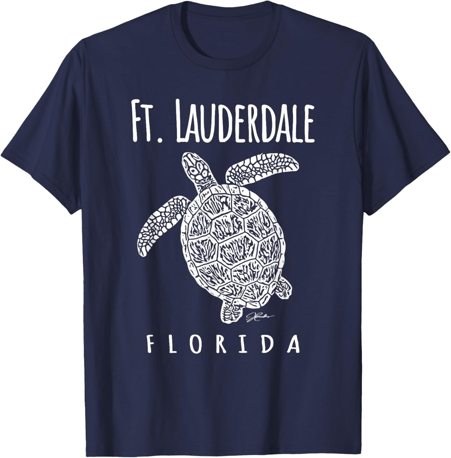 JCombs: Ft. Lauderdale, FL, Sea Turtle, Beach T-Shirt - T-Shirt | Navy