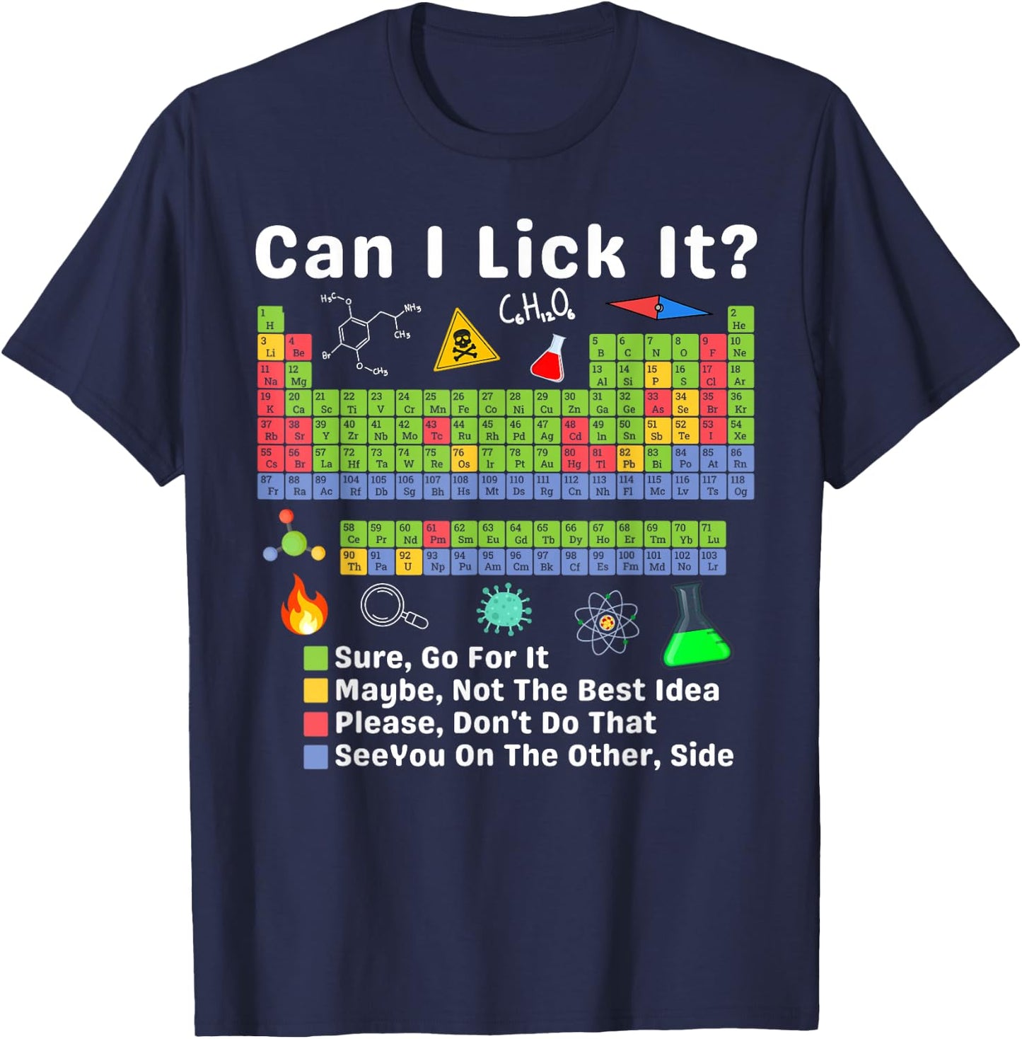 Can I Lick It Periodic Table of Elements Science Teacher T-Shirt - T-Shirt | Navy