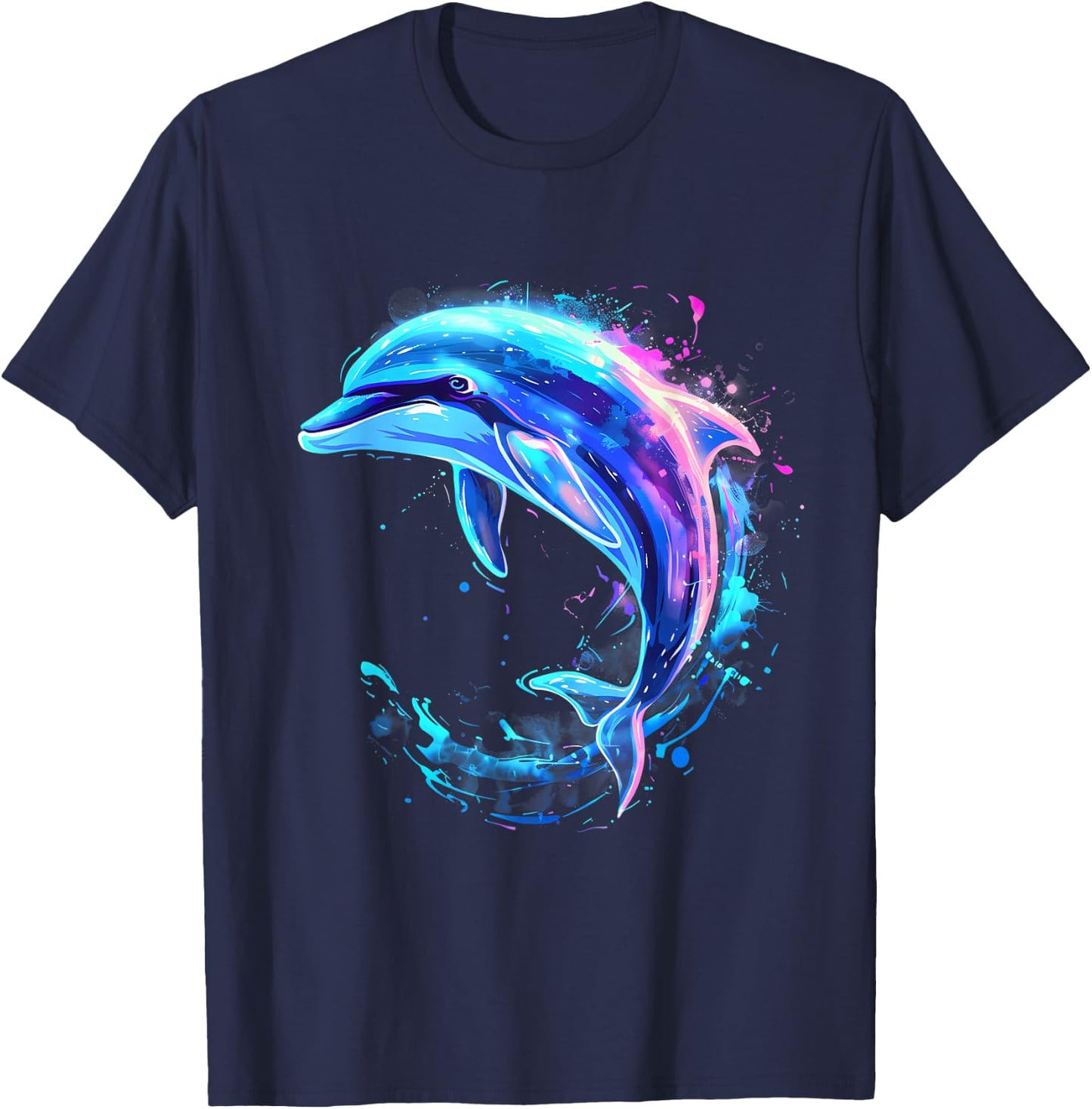 Sea Ocean Animal Art Dolphin Sea Ocean Dolphin Artwork Ocean Sea Animal Lover Black S Classic T-Shirt - T-Shirt | Navy