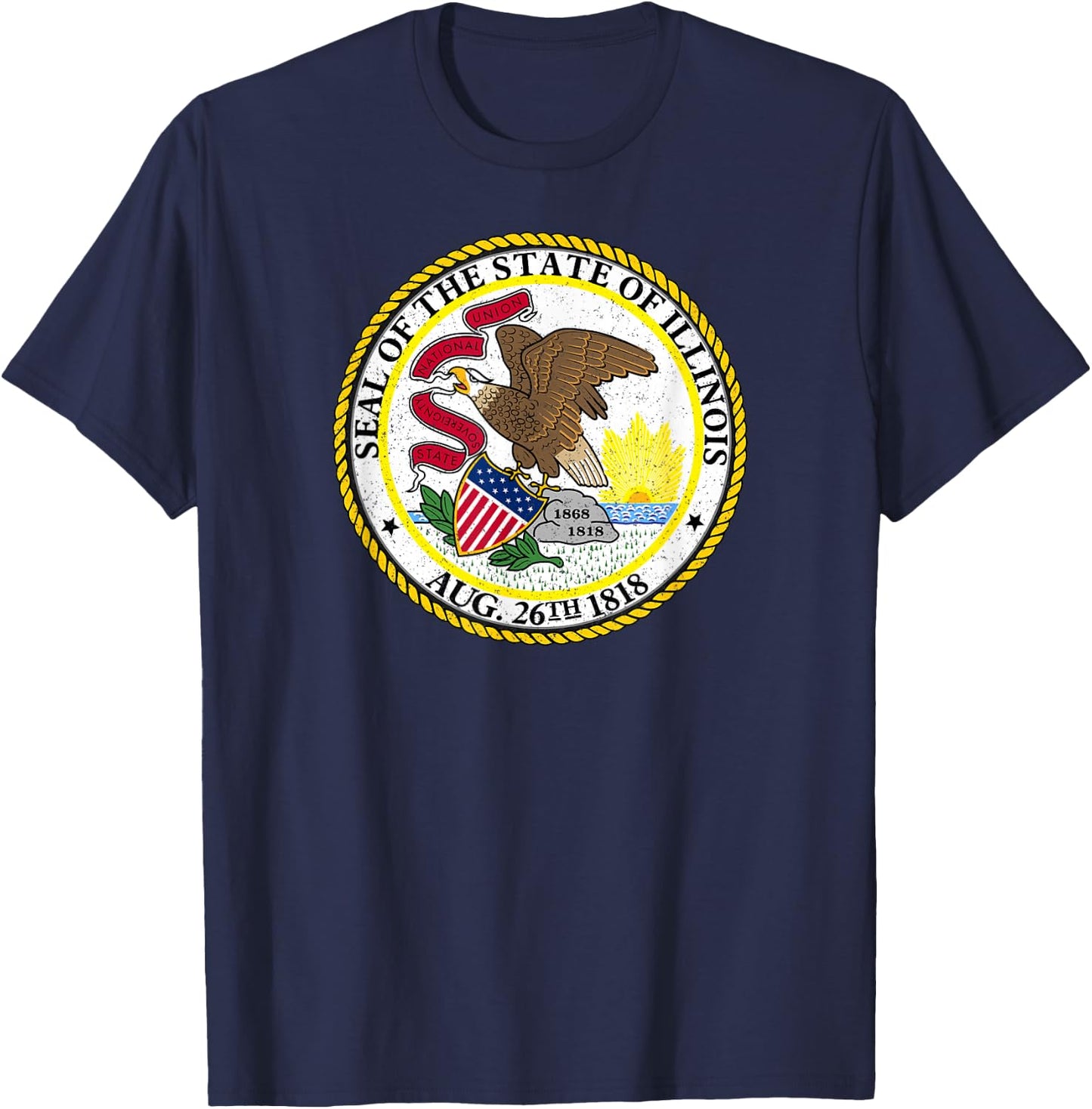 Illinois State Seal Flag T-Shirt - T-Shirt | Navy